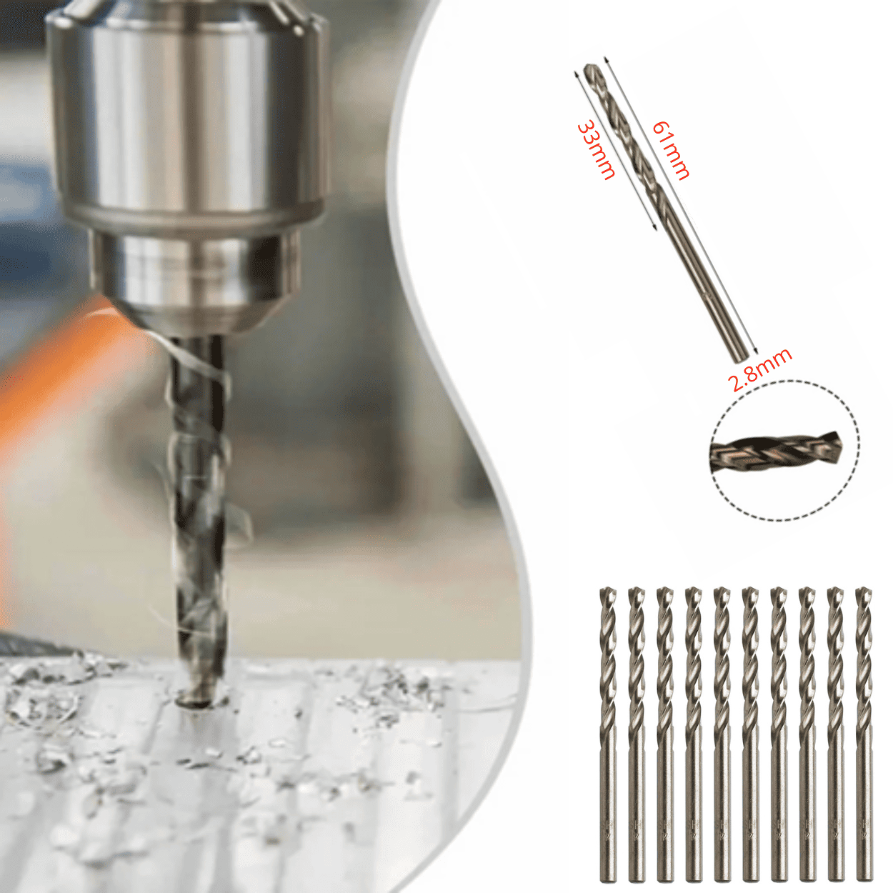 BROCA HSS COBALTADO 2.8 mm y 3.0 mm – COD:100112 - 100113