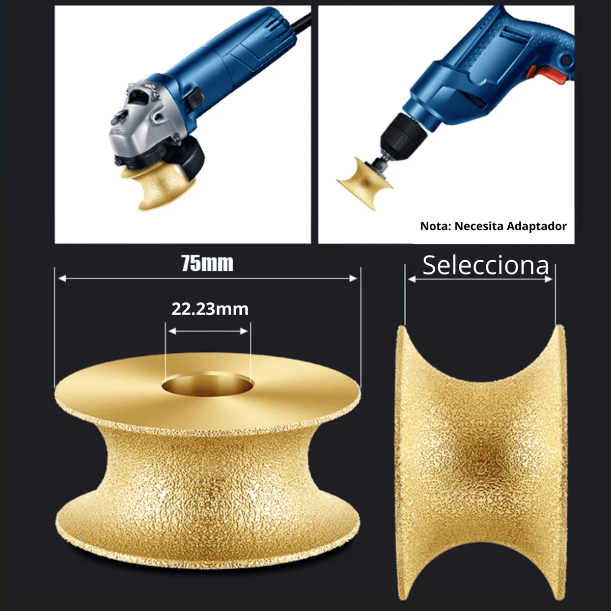 RUEDA DE BOLEO ”U” DE 10mm - 15mm - 20mm - 25mm x 75 mm - (COD:100459 - 100460 - 100461 - 100462)