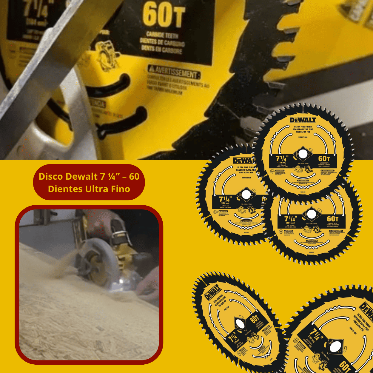 DEWALT ULTRAFINO DE 7 ¼ y eje 5/8 - 60 Dientes - COD:100185