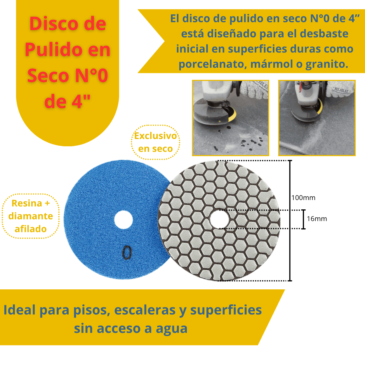 SET 6 DISCOS PULIDORES EN SECO DE 4“ - (COD:100195 - 100496)