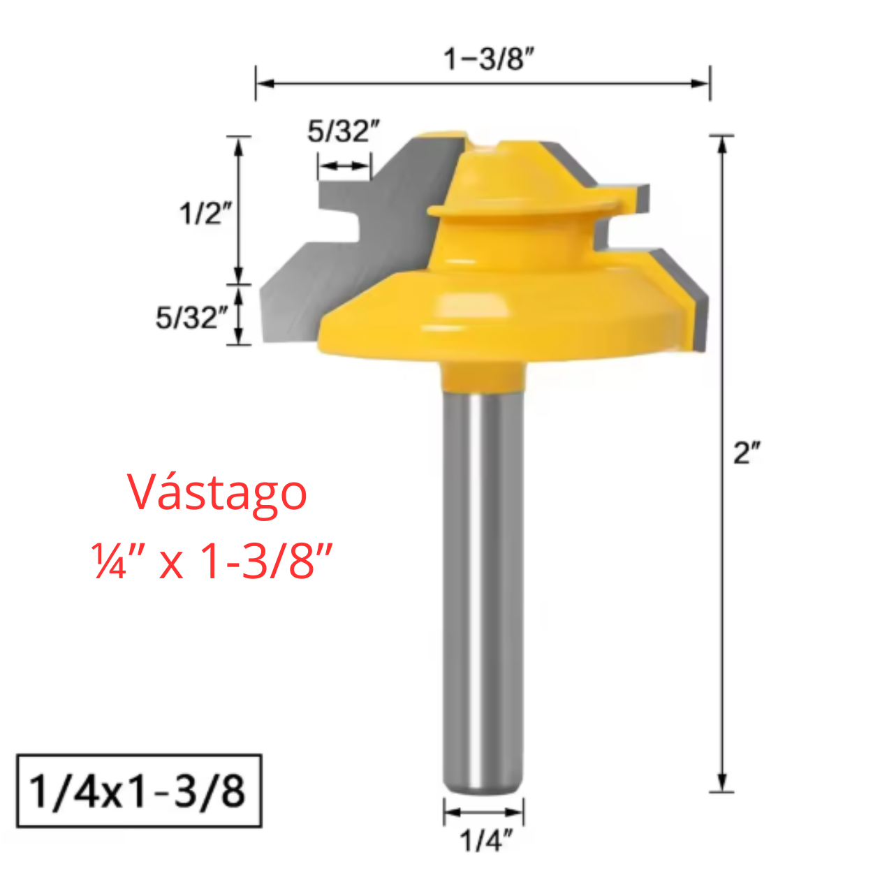 FRESA ¼ X 1-3/8 ENSAMBLE DE 45° & FRESA ¼ X 1-1/2 ENSAMBLE DE 45° - COD:100280 - 100279