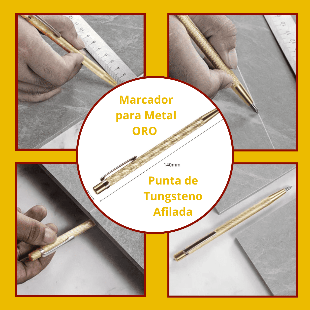 MARCADOR PARA METAL ORO – Punta de Tungsteno Afilada - COD:100345