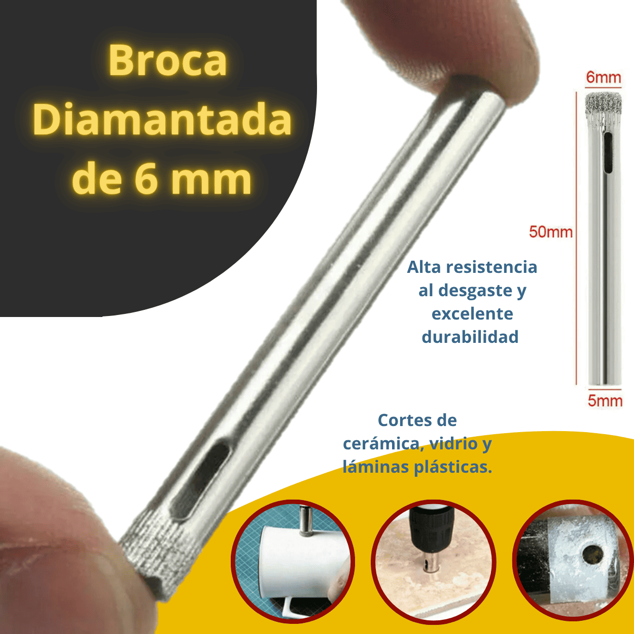 BROCAS DIAMANTADAS 6MM - COD:100504