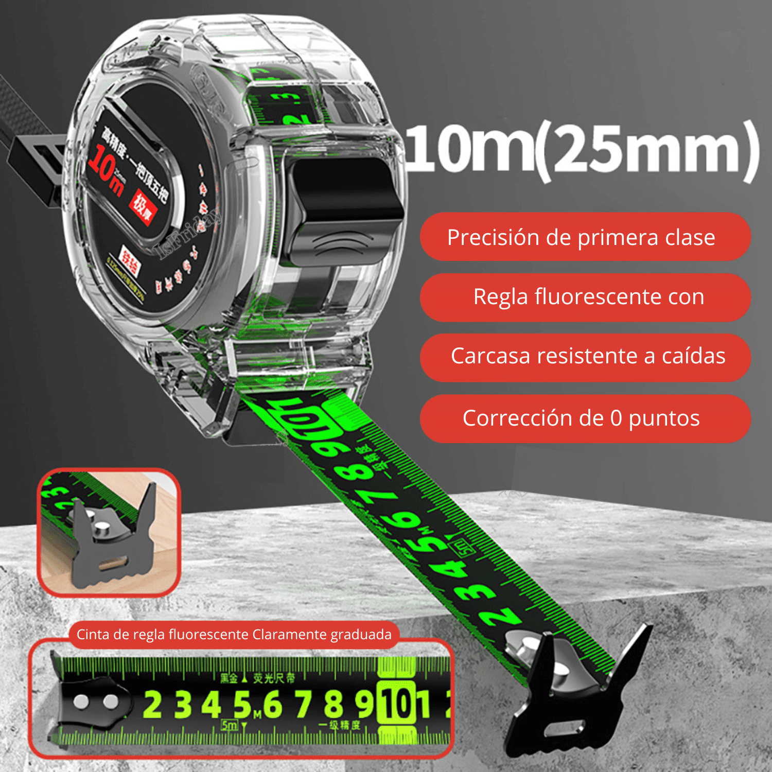 CINTA METRICA DOBLE CARA DE 7.5M & 10M - COD:100129 - 100131