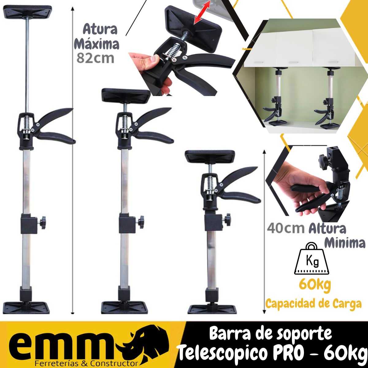 Barra de soporte telescópica PRO - 60 kg - COD:100060