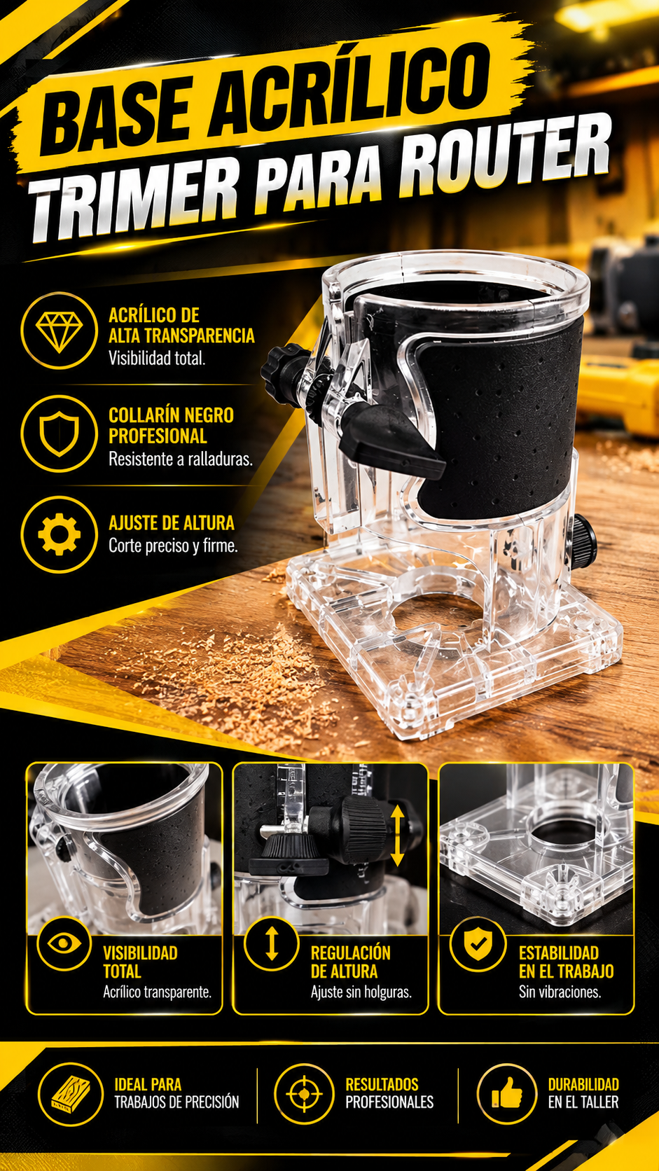 BASE ACRÍLICO TRIMER PARA ROUTER - 101041