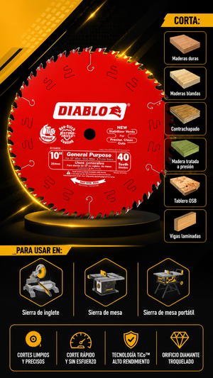DIABLO D1040X RIPPING 10" EJE 5/8 - 40 DIENTES - COD:100505