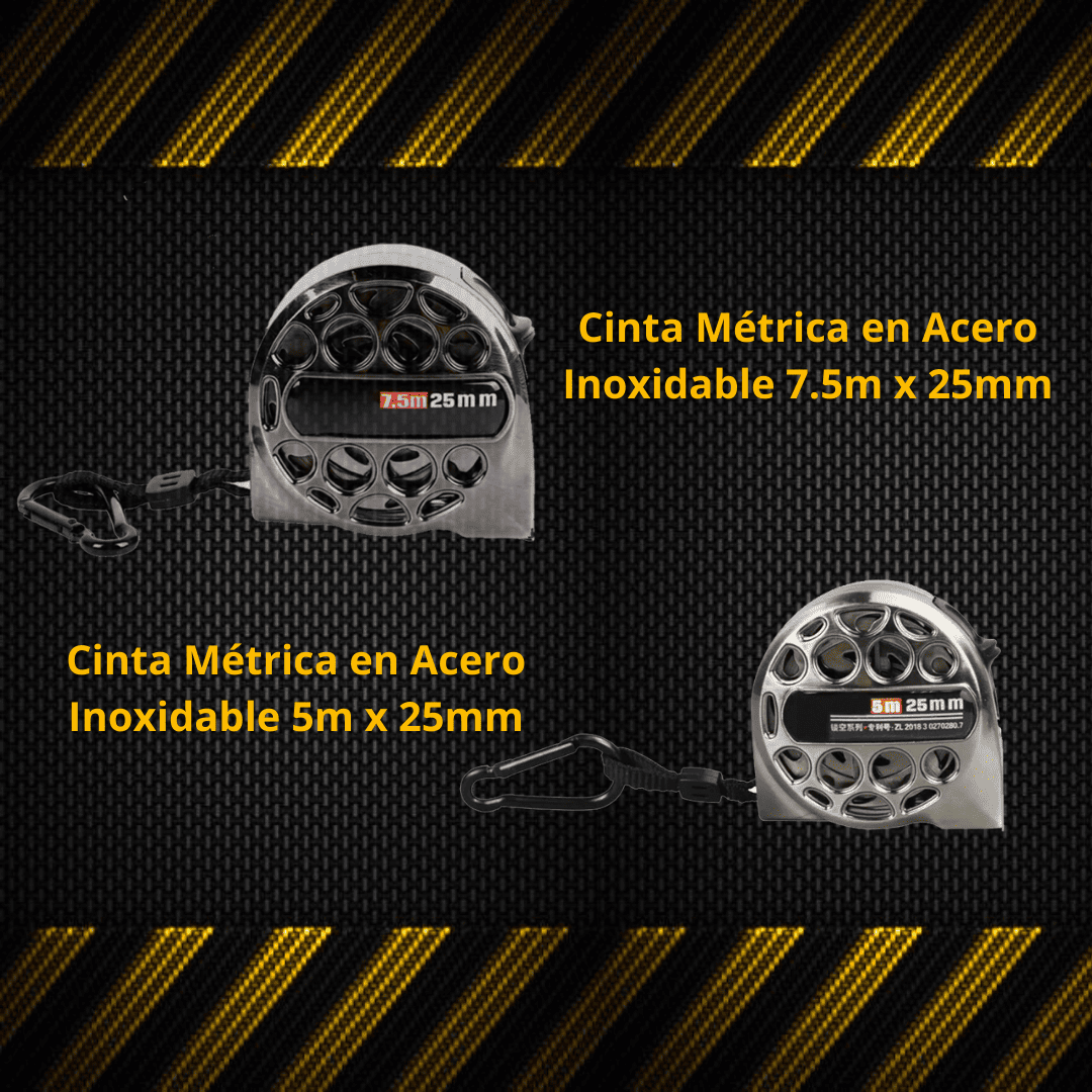 CINTA METRICA ACERO INOXIDABLE DE 7.5x25M & 5X25MM - COD:100127 - 100128