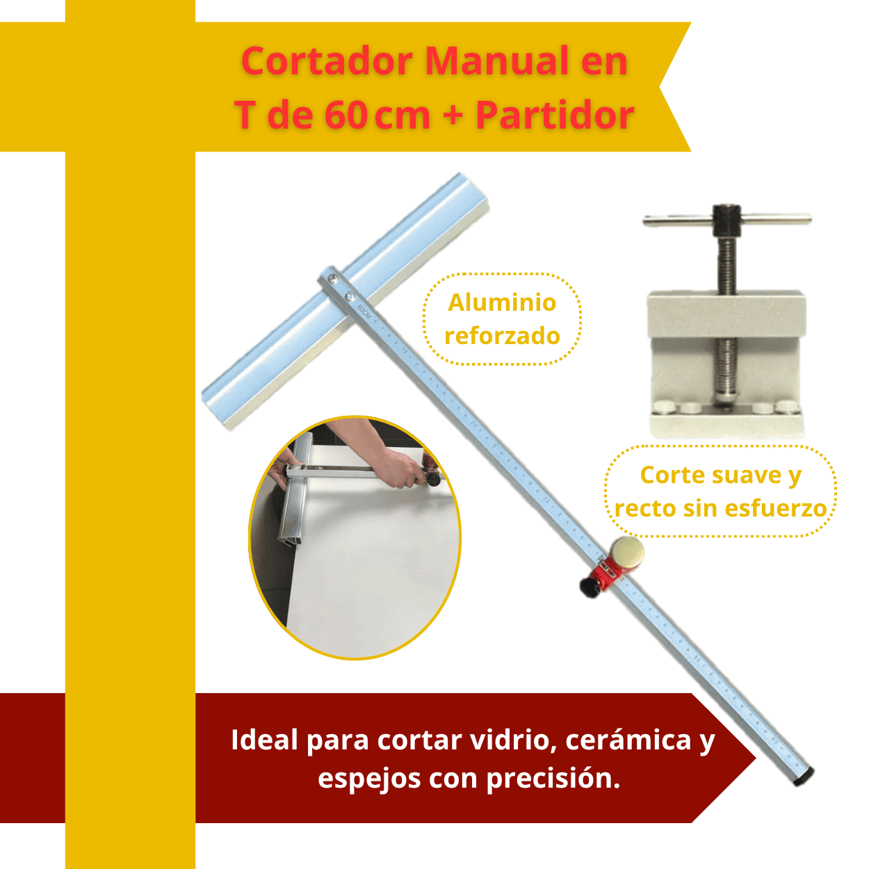 CORTADOR MANUAL EN T DE 60CM + PARTIDOR - COD:100157