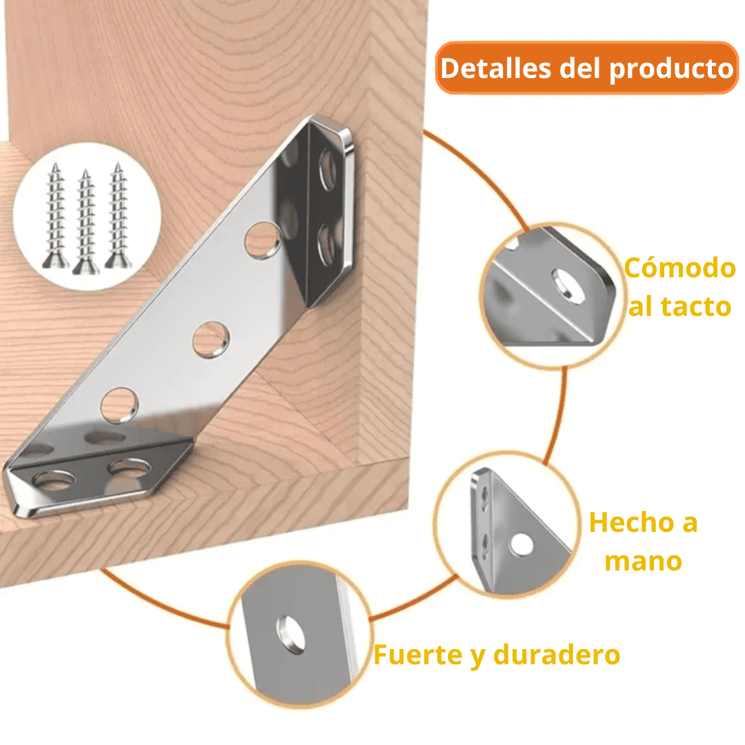 CONECTOR UNIVERSAL DE ESQUINAS EN ACERO INOXIDABLE- COD:100148