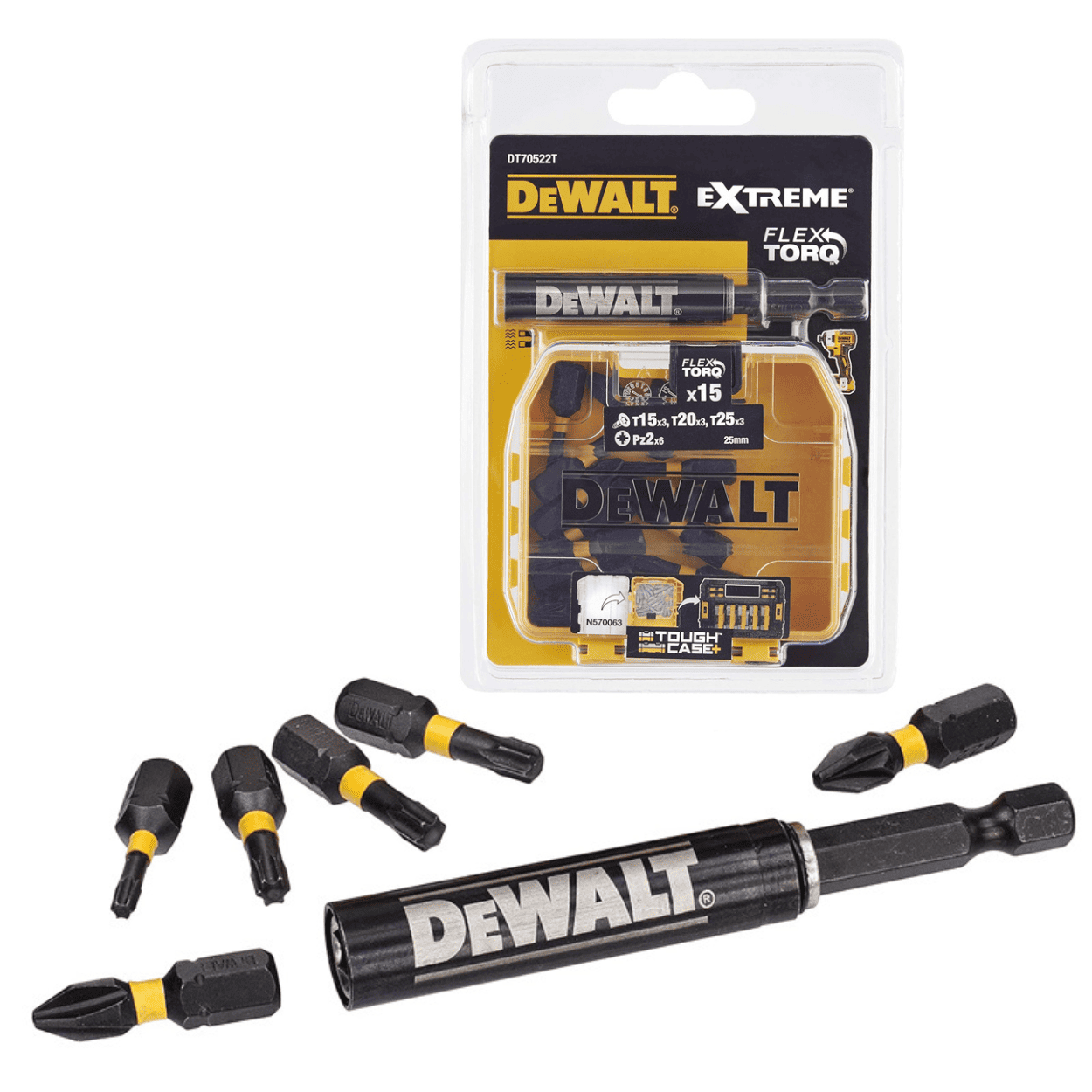 DEWALT SET 16 PUNTAS + GUIA MAGNETICA DT70522T-QZ - COD:100476