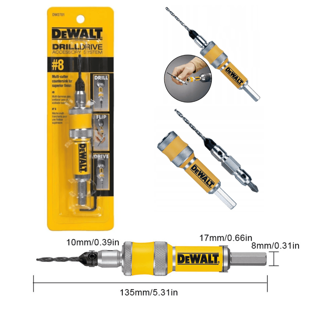 DEWALT AVELLANADOR Y ATORNILLADOR REVER 8MM DW2701 - COD:100058