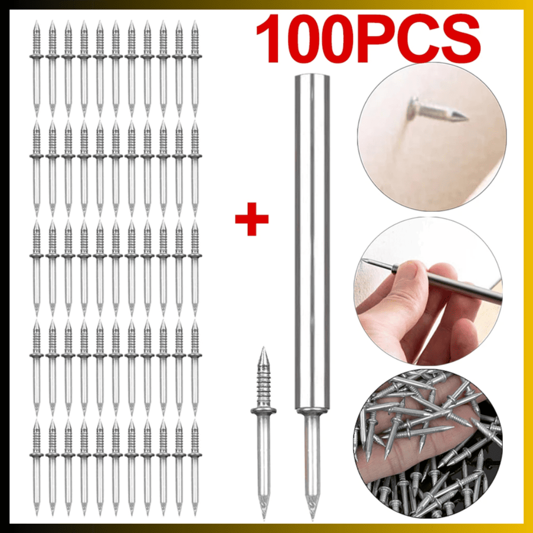 100 CLAVOS DE DOBLE PUNTA + 1 Adaptador para Clavar - COD:100002