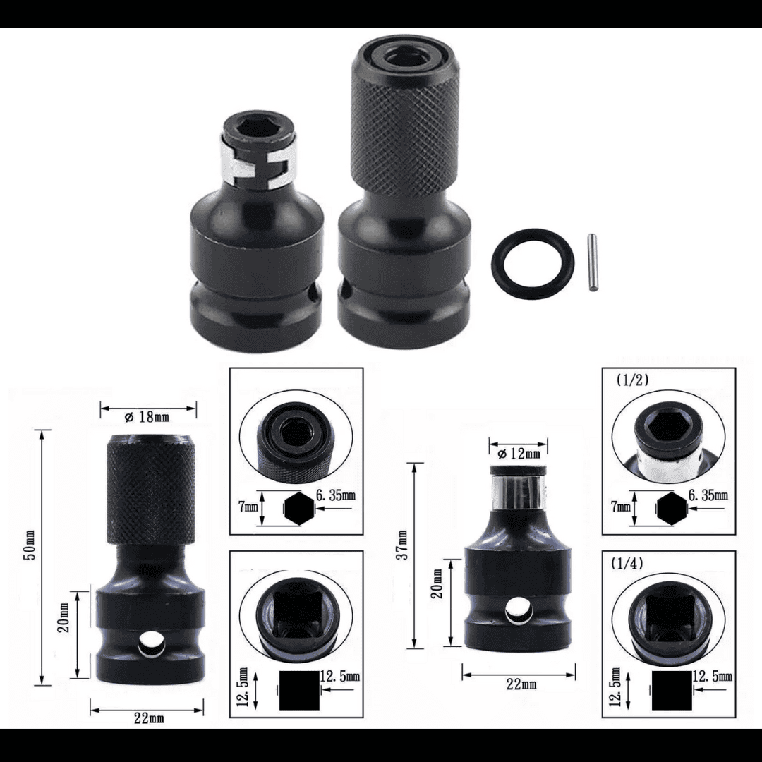 2 ADAPTADORES PARA IMPACTO DE ½ ″ A ¼ ″ - COD:100032