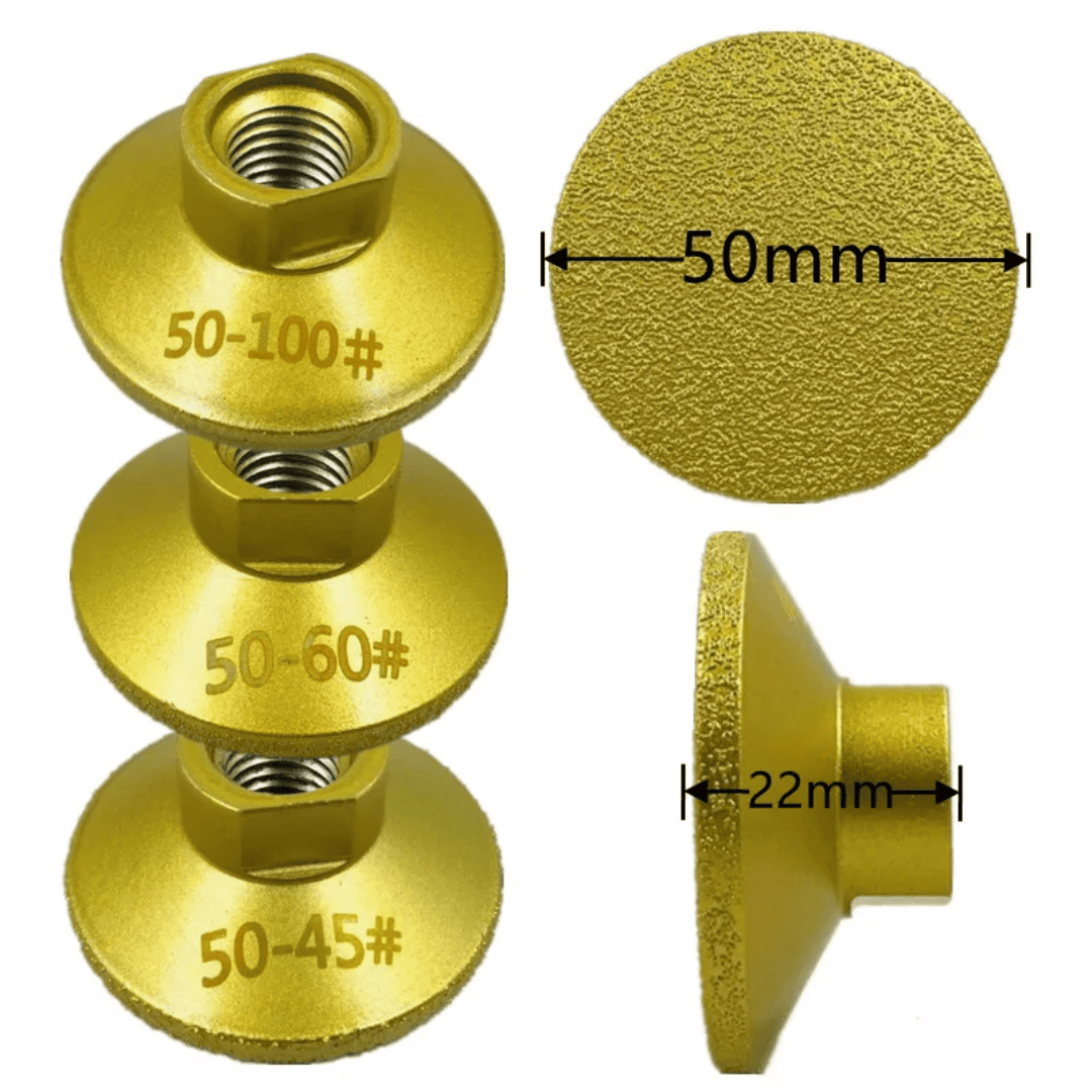SET 3 CABEZAL PLANA PARA PULIDO - GRAMOS 40/60/100 - M14- COD:100600