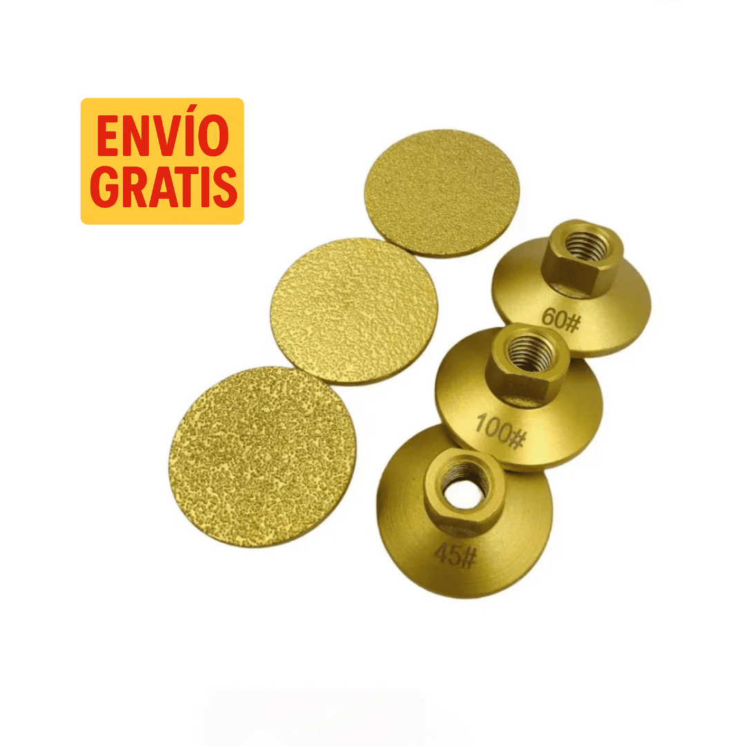 SET 3 CABEZAL PLANA PARA PULIDO - GRAMOS 40/60/100 - M14- COD:100600