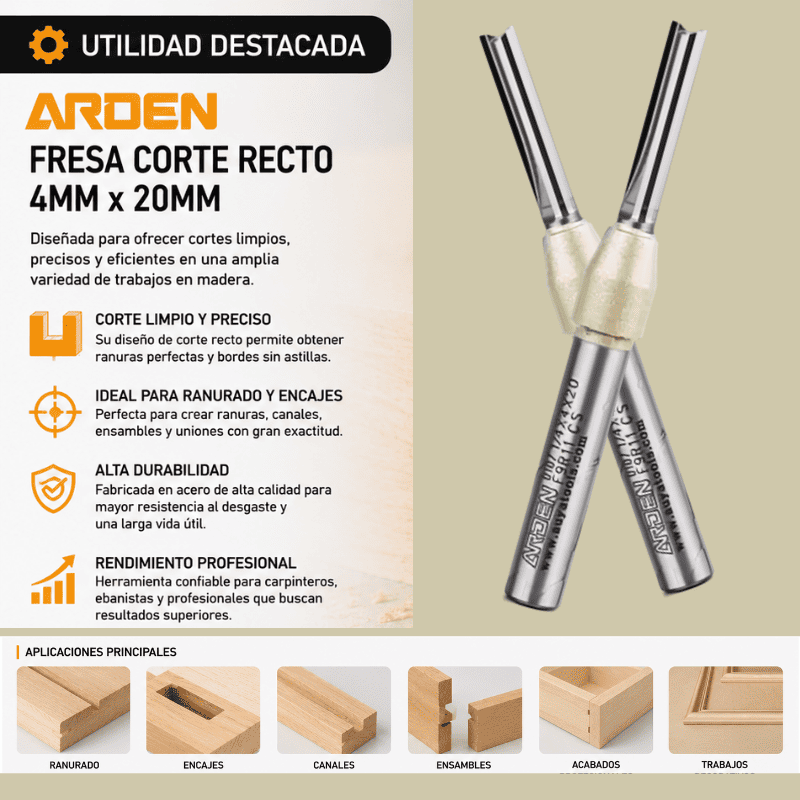 ARDEN FRESA CORTE RECTO 4MM x 20MM - COD:100214