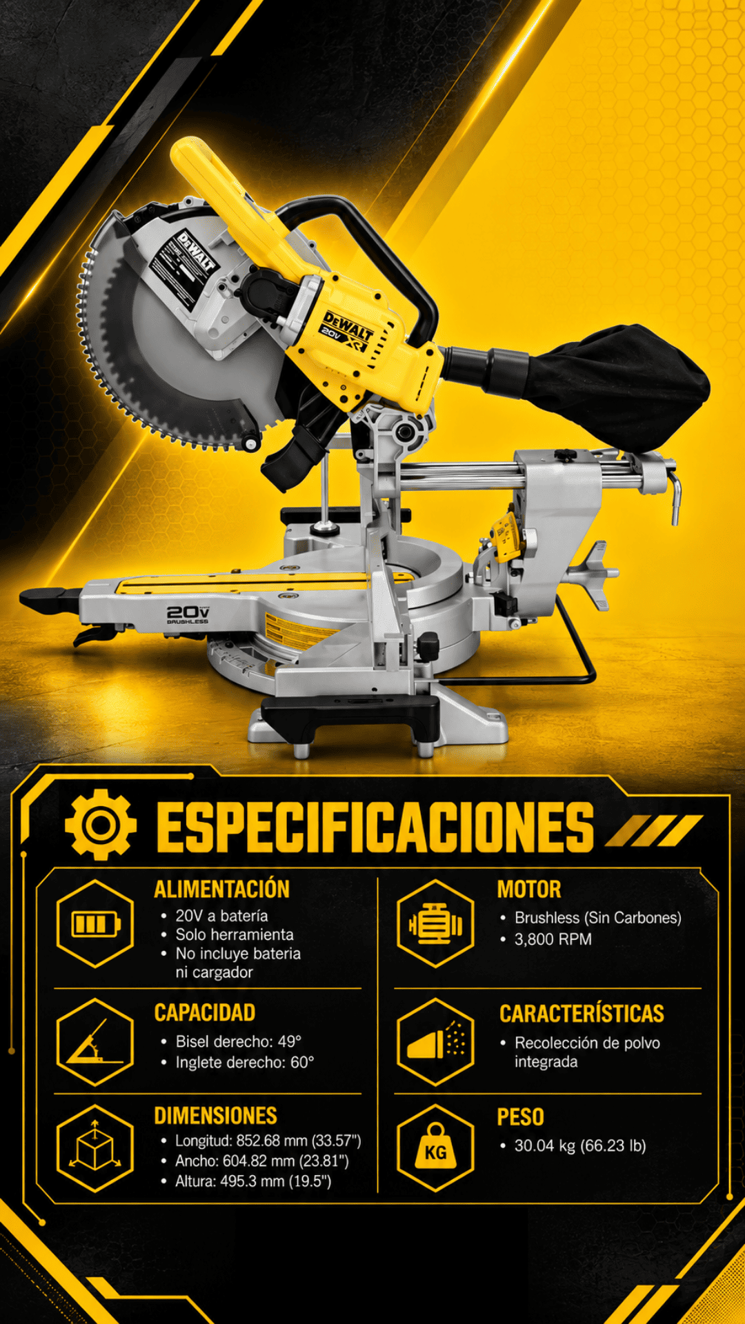 SIERRA INGLETEADORA DE 12" XR DCS785B - COD:100721