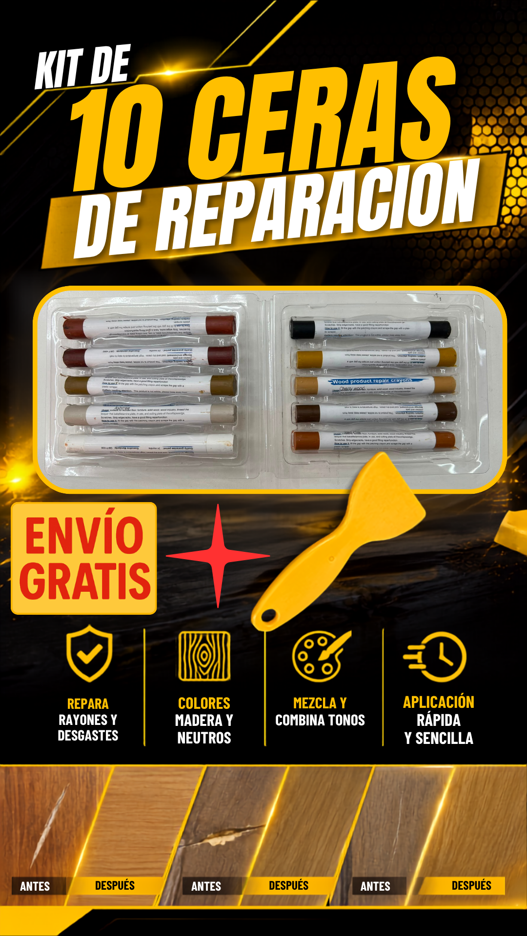 KIT DE 10 CERAS DE REPARACION - COD:101033