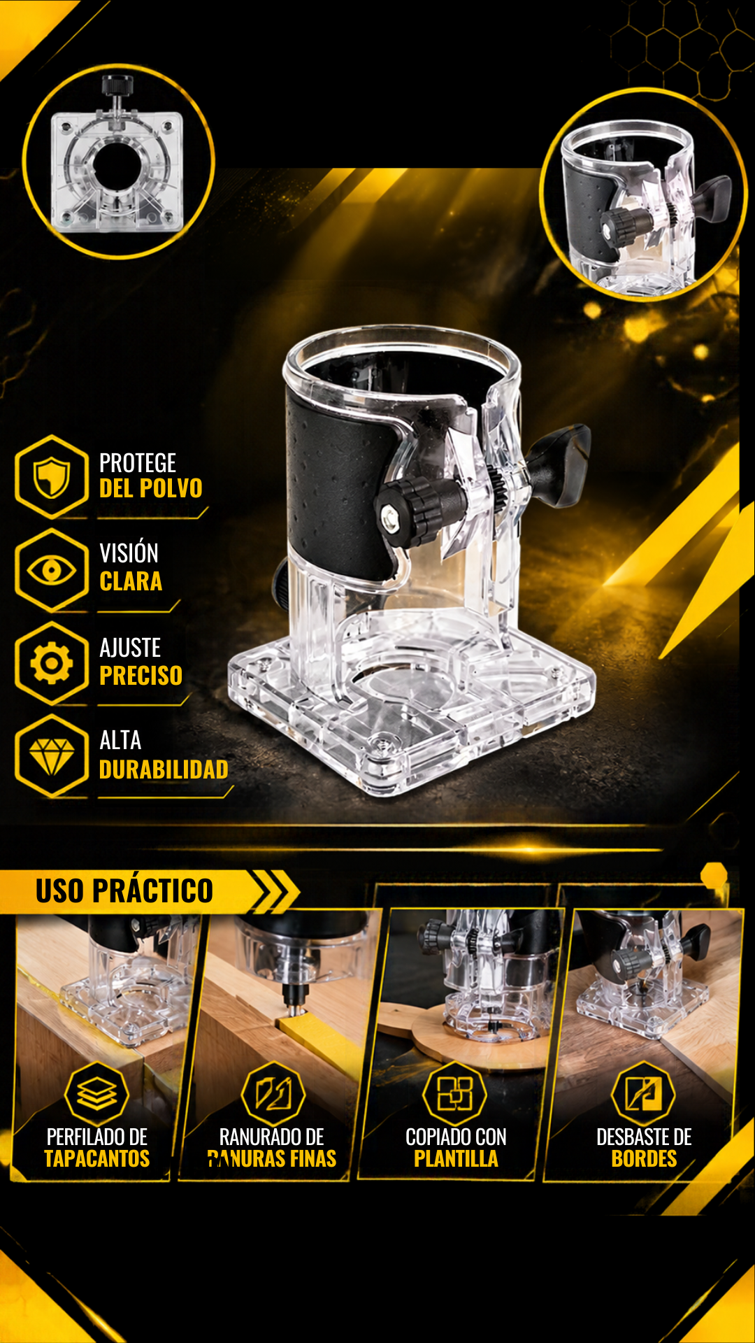 BASE ACRÍLICO TRIMER PARA ROUTER - 101041