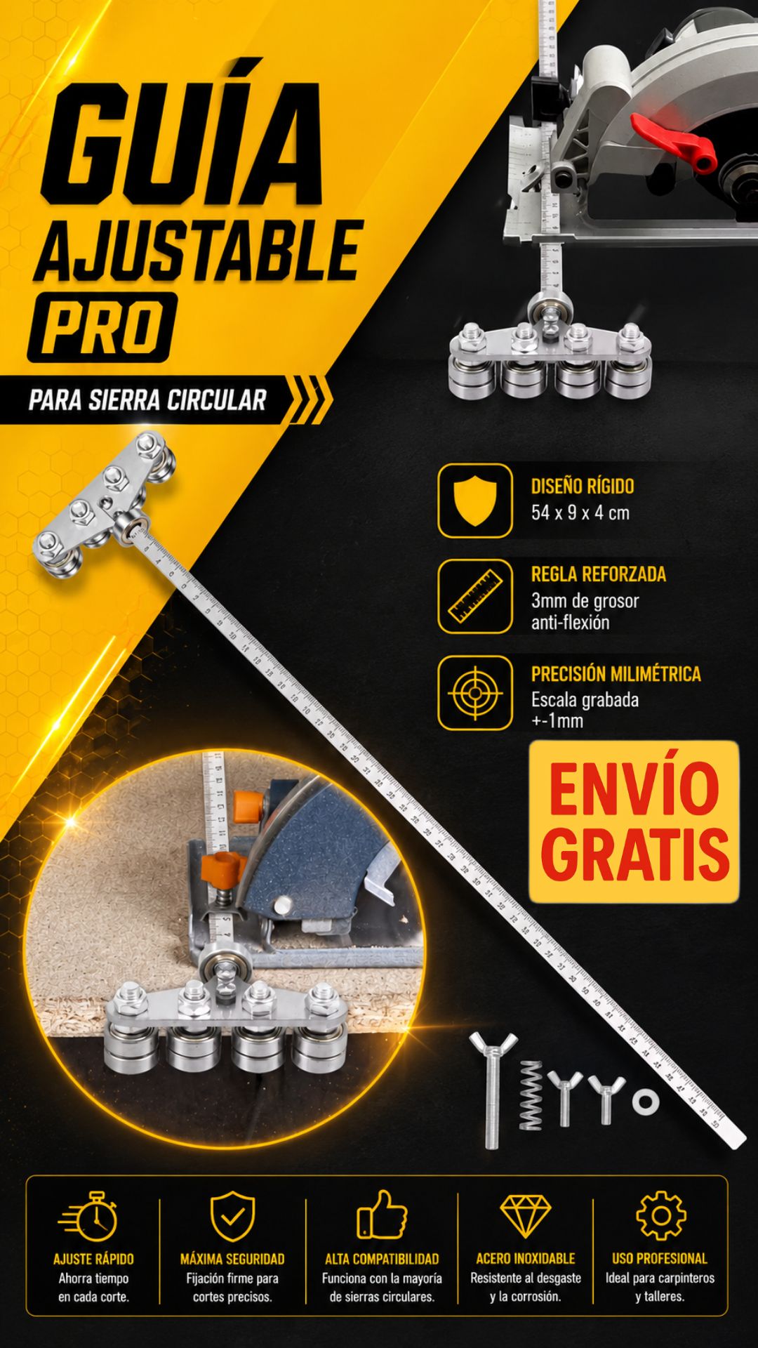 GUÍA AJUSTABLE PRO PARA SIERRA CIRCULAR - COD:101029