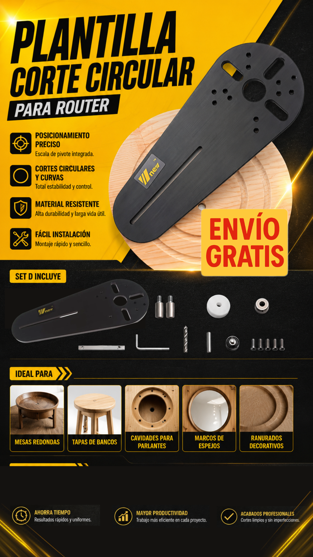 PLANTILLA CORTE CIRCULAR PARA ROUTER - COD:101028