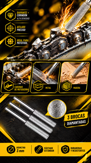 SET 3 BROCAS AFILADORAS DE MOTOSIERRA - 101039