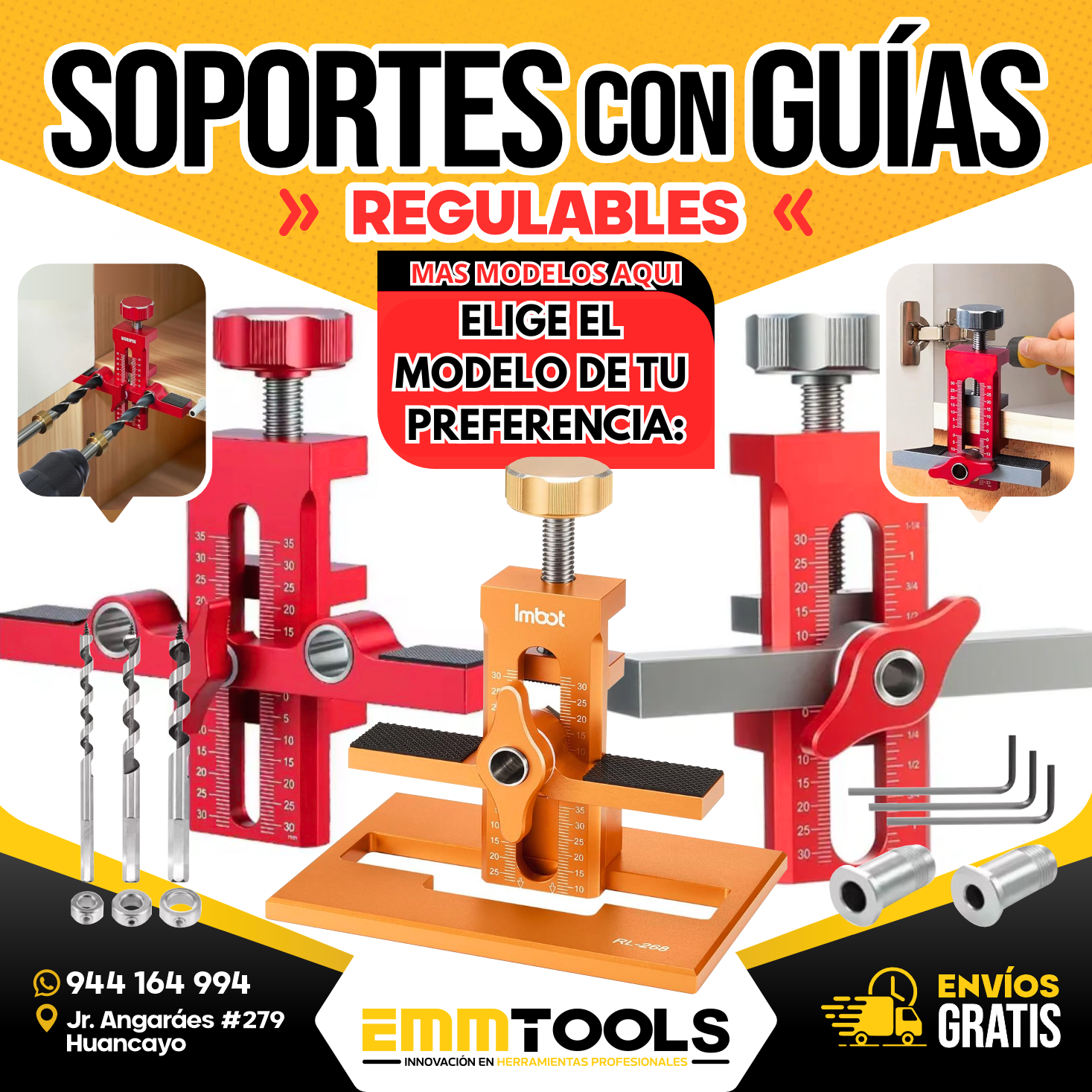 SOPORTES CON GUIAS REGULABLE - COD:(100778 - 100755 - 100528)