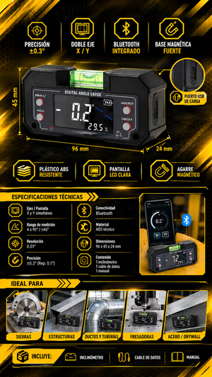 INCLINÓMETRO DIGITAL CON BLUETOOTH - 100664