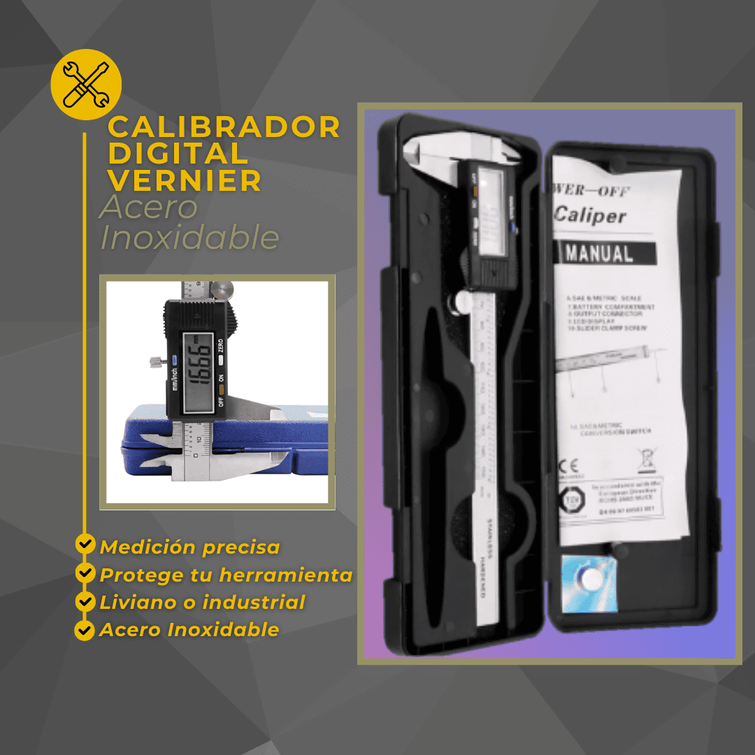 VERNIER DIGITAL CALIBRADOR & ACERO INOXIDABLE - COD:100576 - 100122