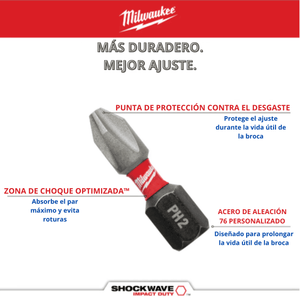 MILWAUKEE PUNTA IMPACTO PH2X25mm - COD:100425