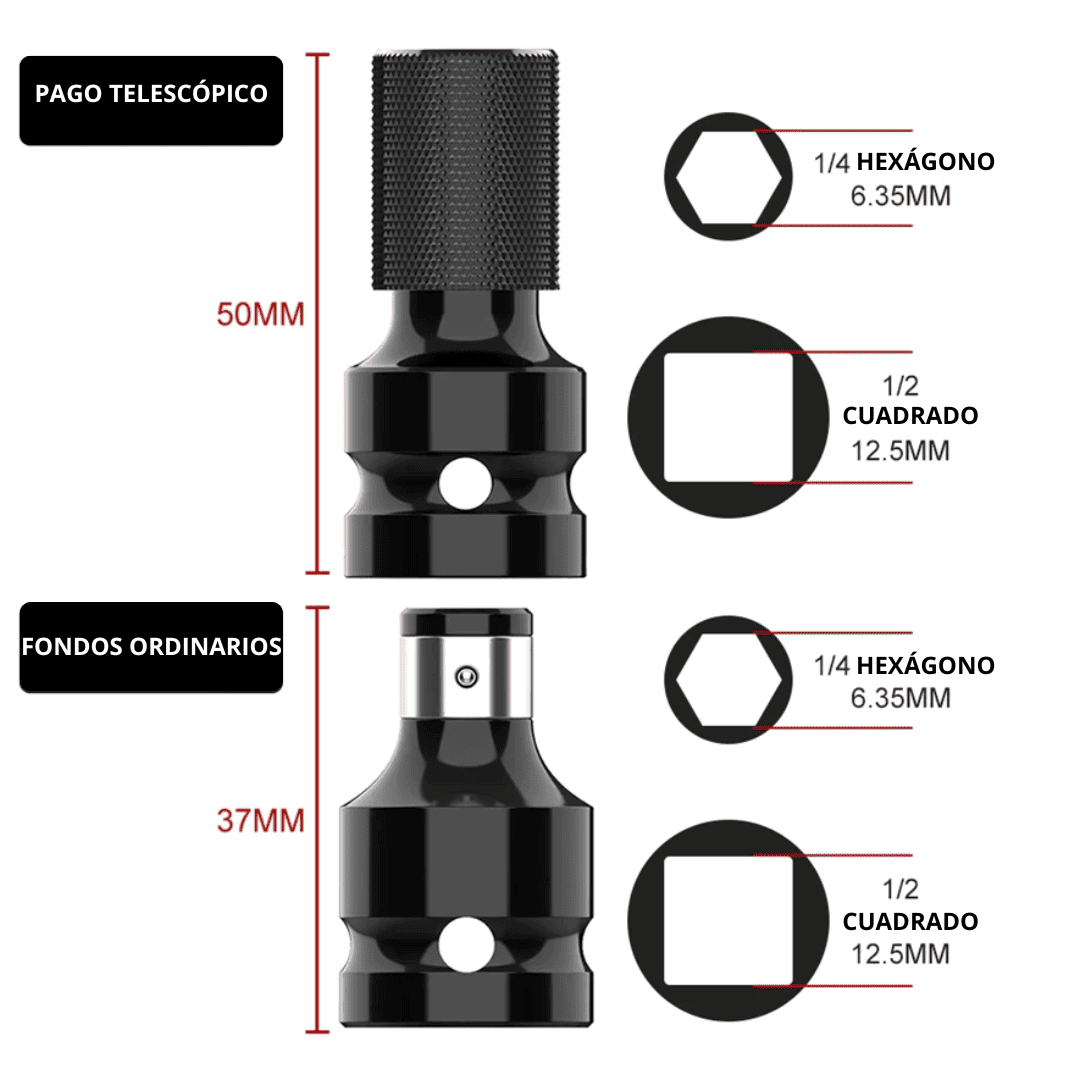 2 ADAPTADORES PARA IMPACTO DE ½ ″ A ¼ ″ - COD:100032