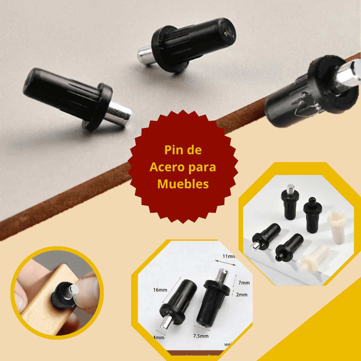 PIN DE ACERO PARA ARMADO DE MUEBLE - COD:100372