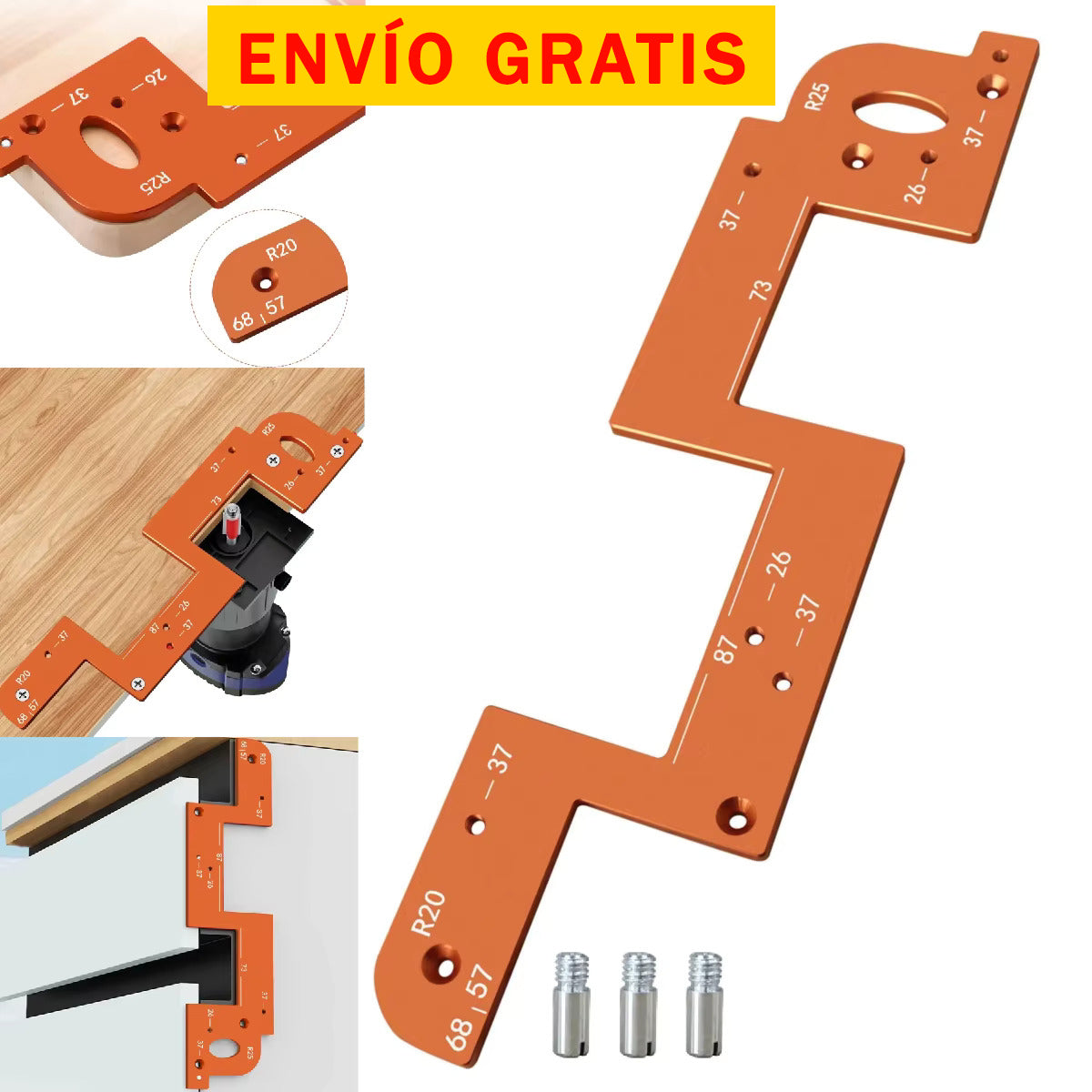 Plantilla de Ranura para Manijas Ocultas - En Aluminio - COD:100381