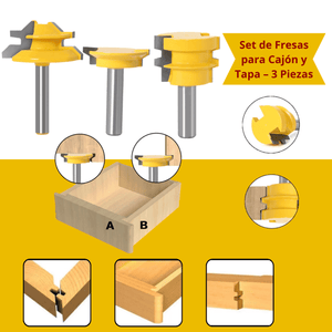 SET 3 FRESAS PARA CAJON Y TAPA - Vástago 1/2 - COD:100277