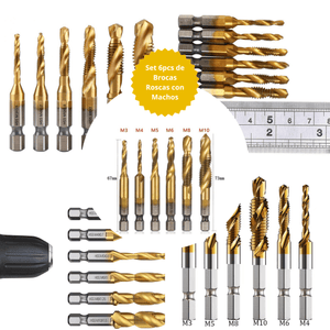 SET 6 BROCAS ROSCAS-MACHUELOS HSS TITANIO - COD:100497