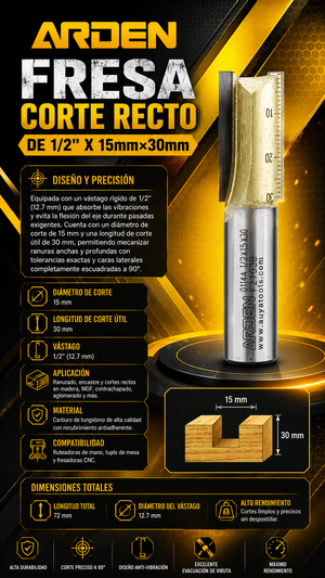 ARDEN FRESA CORTE RECTO DE 1/2" X 15mm×30mm - COD:101019