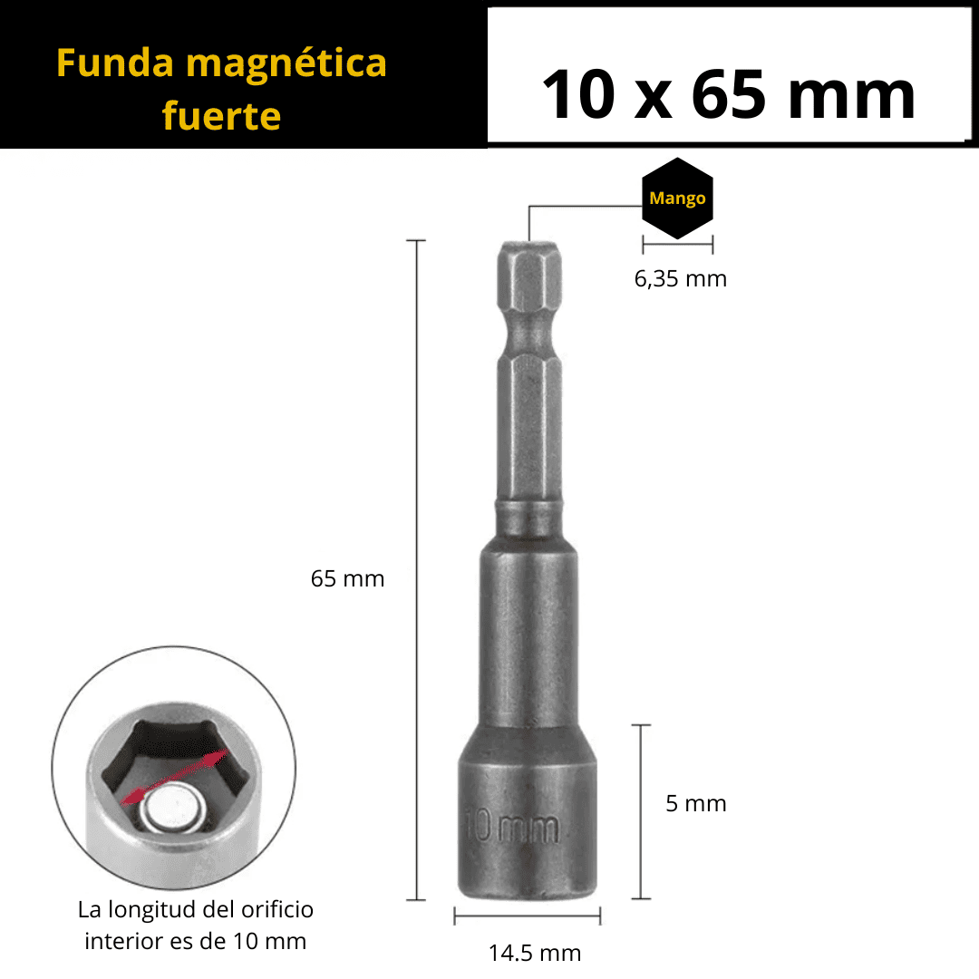 DADO MAGNETICO CON INGRESO ¼ “ - (COD:100174 - 100169 - 100170 - 100171 - 100172 - 100173)