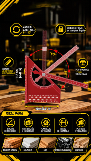 ESCUADRA DE  ALUMINIO 3D PRO - 101034
