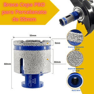 COPA DIAMANTADA PERFO-DESBASTE de 28mm, 32mm, 55mm, 60mm - (COD:100091 - 100092 - 100093 - 100094)