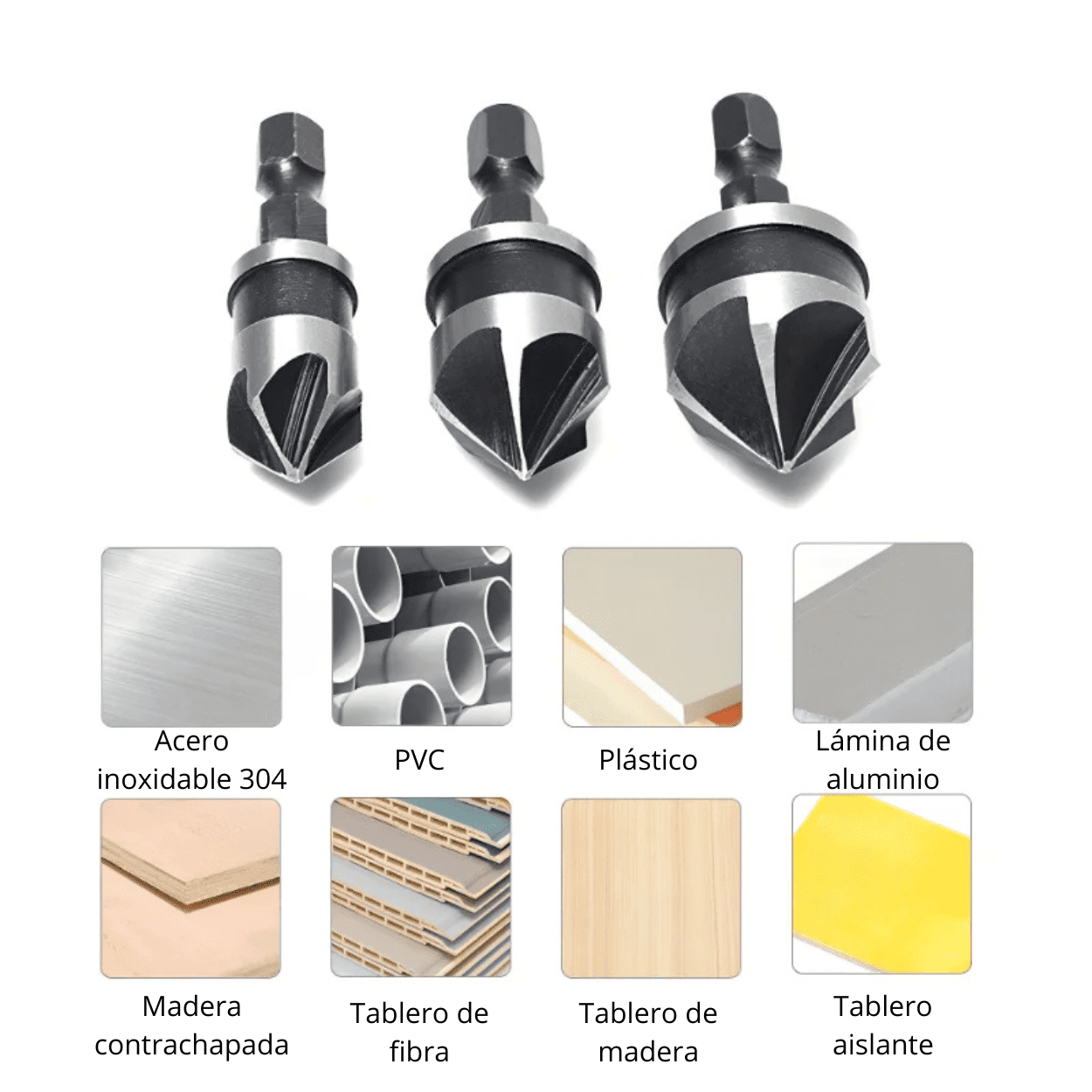 SET 3 AVELLANADORAS PARA METAL – 12 mm / 16 mm / 19 mm - COD:100479