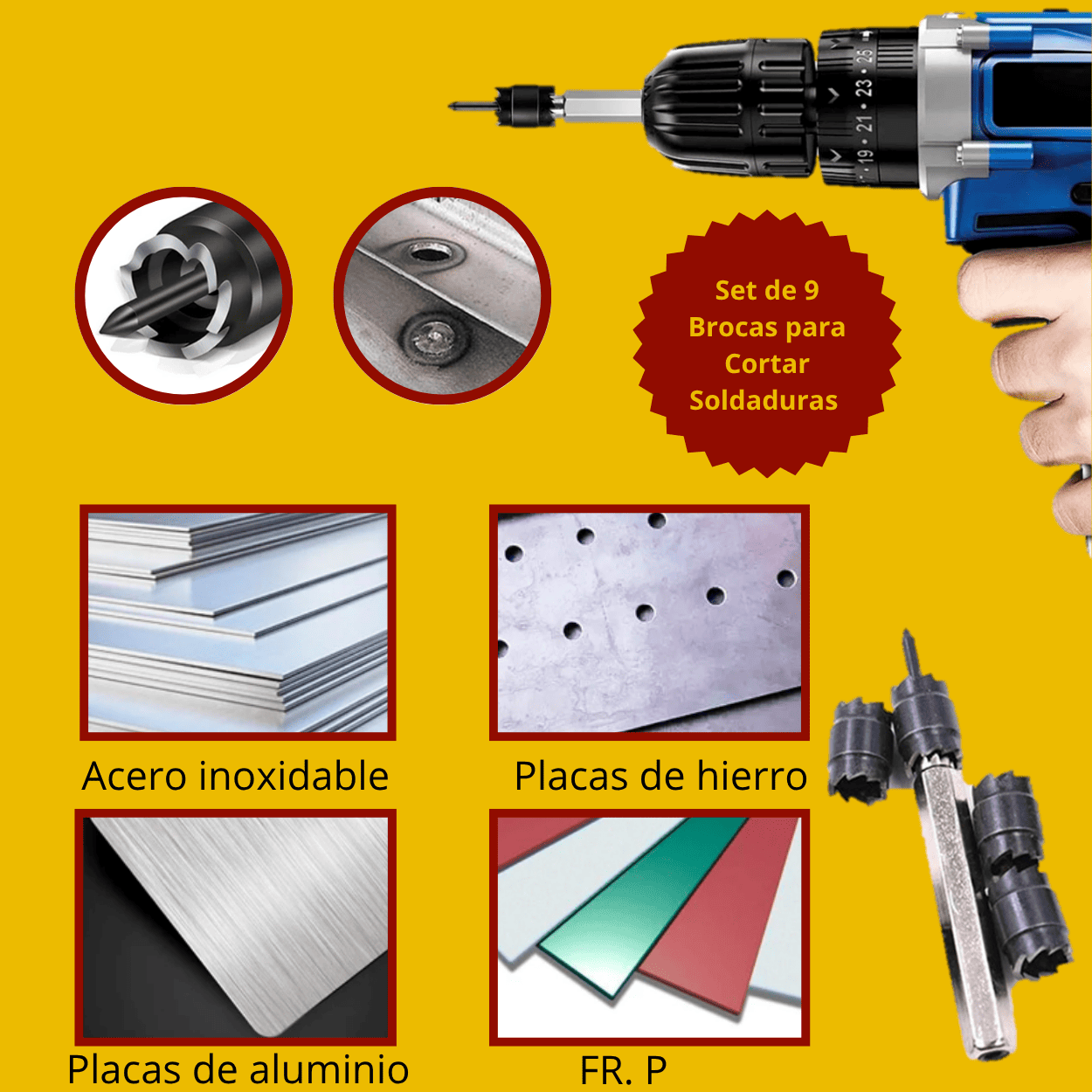 KIT 9 BROCAS PARA CORTAR PUNTOS SOLDADURA - COD:100317