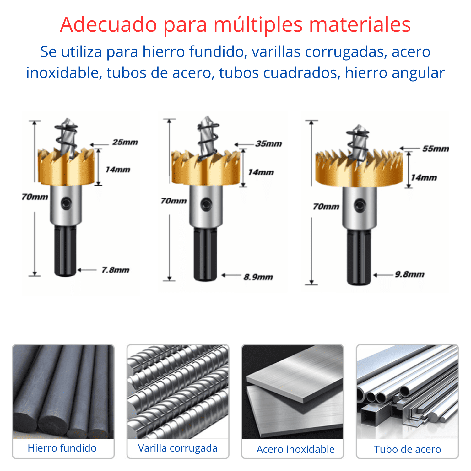 Sierra Copa Cobaltada Ø25, 35 y 55mm – Con Sistema Saca-bocados -(COD:100508 - 100509 - 100510)