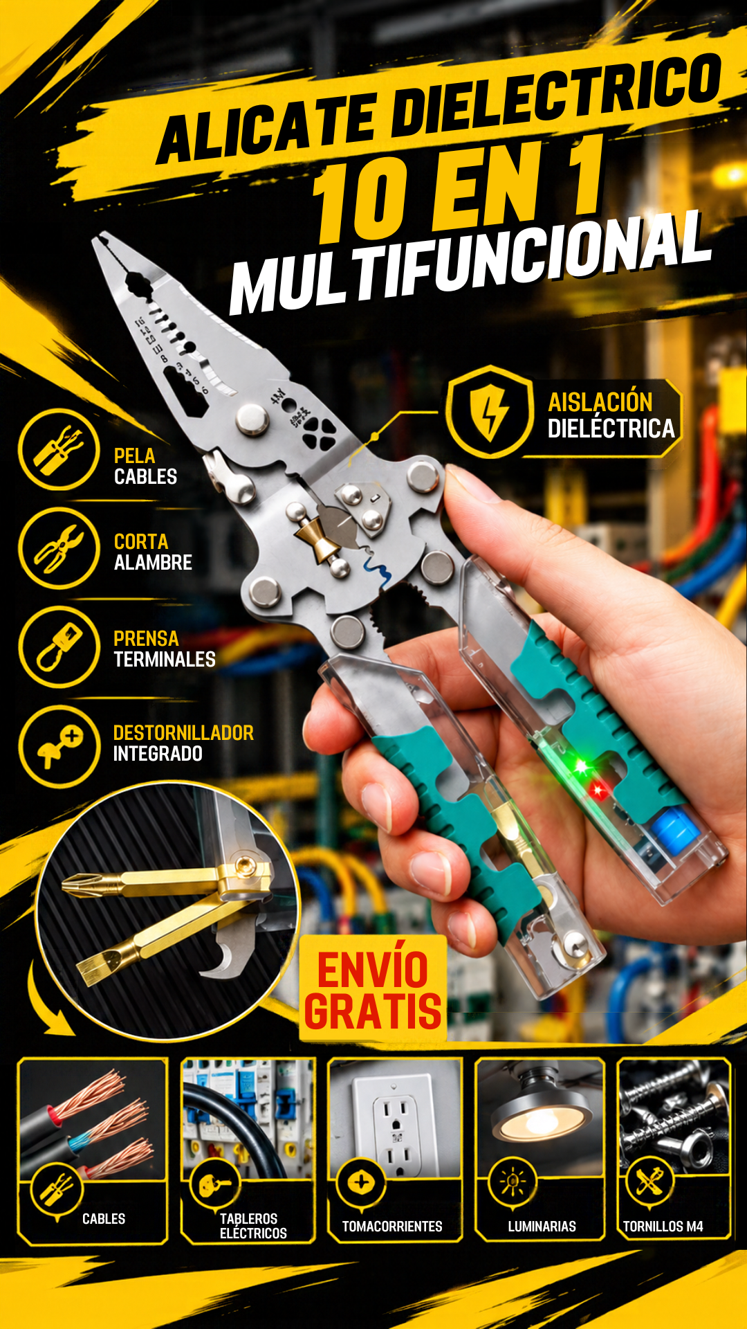 ALICATE DIELECTRICO 10 EN 1 MULTIFUNCIONAL - 100045