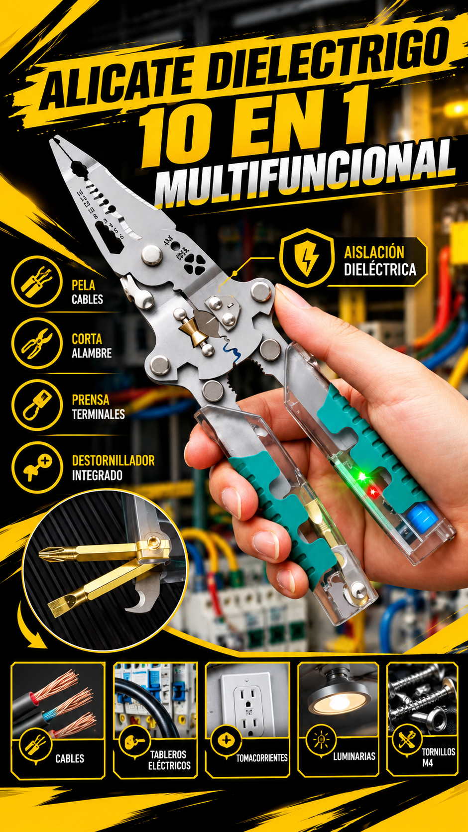 ALICATE DIELECTRICO 10 EN 1 MULTIFUNCIONAL - 100045