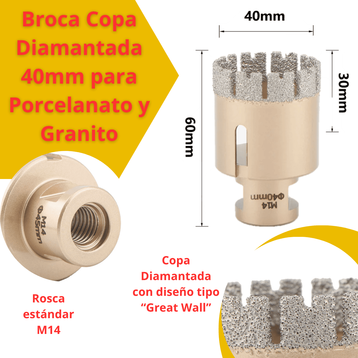 Copa Diamantada Oro  35mm & 40mm - (COD:100089 - 100090)