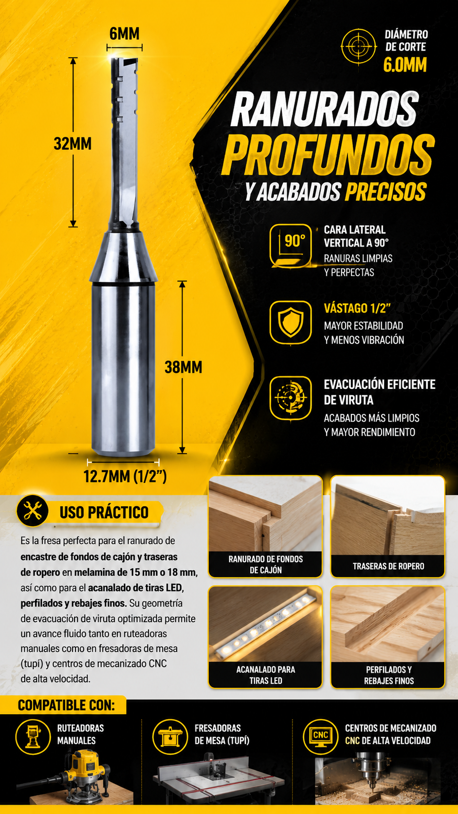 FRESA TRIPLE FILO TCT Vást ½ - COD:101030