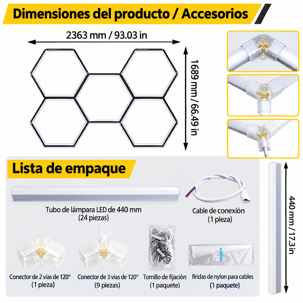 LUZ LED HEXAGONAL DE 24PCS - COD:100608
