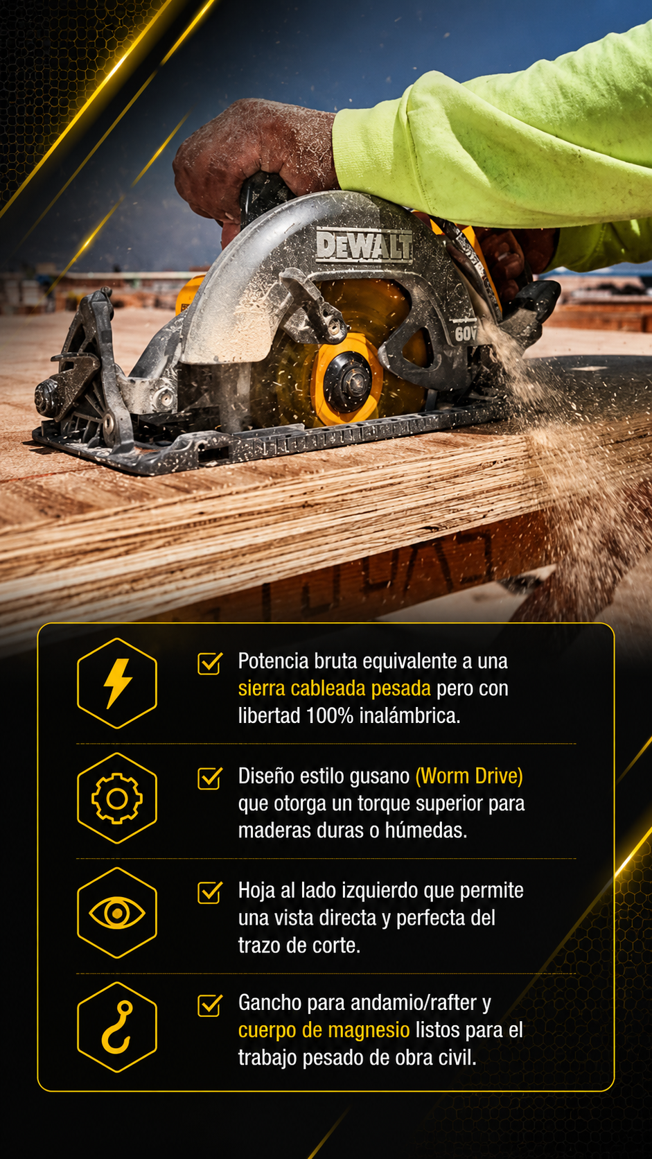 SIERRA CIRCULAR 7 1/4" FLEXVOLT DEWALT DCS577 - COD: