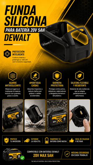 FUNDA SILICONA PARA BATERIA 5AH DEWALT - COD:101017